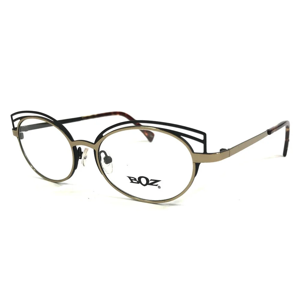 BOZ Eyeglasses Frames DONA 0055 Shiny Black Shiny Gold Cat Eye 50-16-140